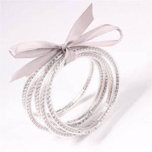 Set of Silver Silicone Rhinestone Bangles